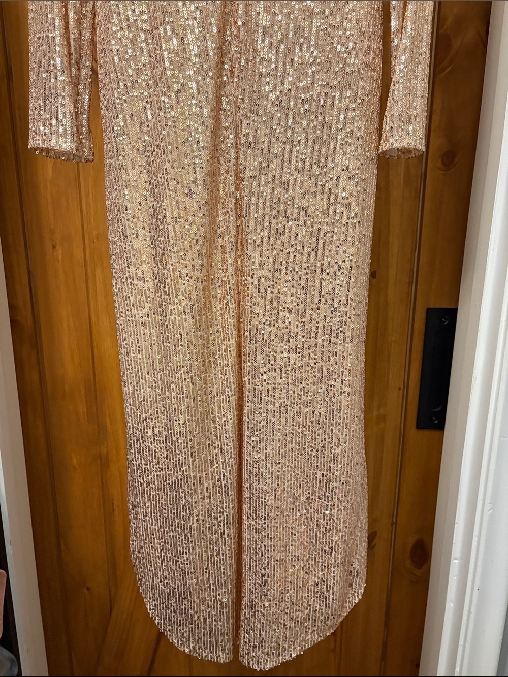 Mac Douggal 26549 Rose Sequined High Low Front Twist MIDI Size 6 NWT - Picture 7 of 10